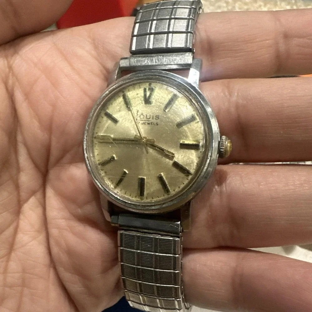 Vintage Louis‎ 17 Jewel Men's Swiss Watch Wristwatch Mechanical 33mm For Repair